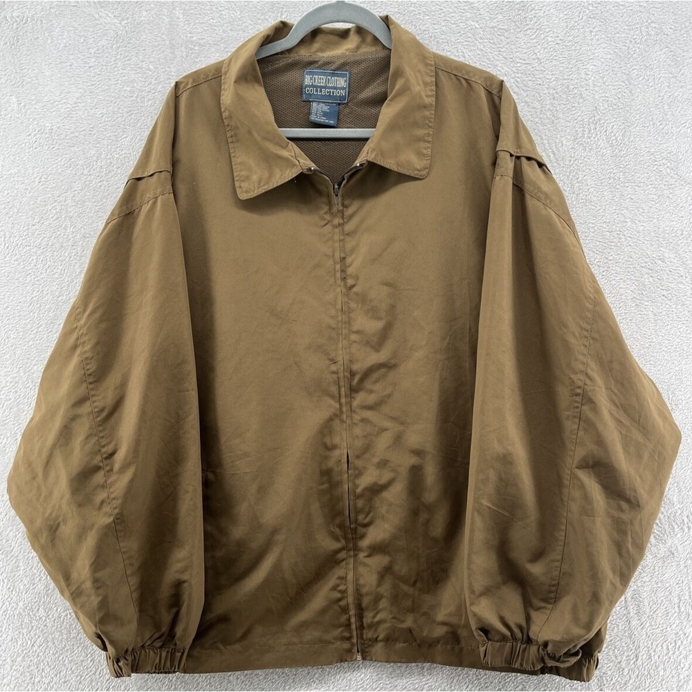 Big Creek Clothing Jacket Sz 2XL Mens Bomber Jacket Brown Full Zip Windbreaker